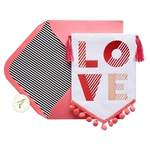 Papyrus Embroidered Love Fringes Banner Valentine's Day Card - Picture 1 of 5
