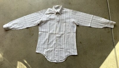 Camisa abotonada vintage de polialgodón a cuadros blanca mezcla natural talla 16 hecha en unión Foto 1 de 4
