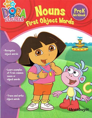 DORA the Explorer NOUNS First Object Words Preschool Workbook Ages 4+  PreK+ - Image 1 of 4