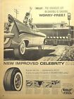 Kelly Tires Convertible Tail Fin Kids Train RR Crossing 1950's Vintage Print Ad