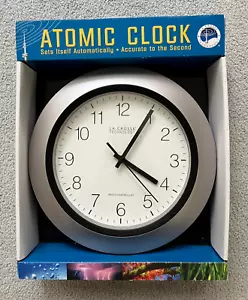 La Crosse Technology Atomic Analog WT-3102S 10 Inch Wall Clock Silver - Picture 1 of 4