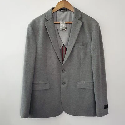Express Mens Gray Blazer Size 42S Slim Fit 2 Button Notch Neck Career Office NWT - Image 1 of 4