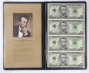 2003 $5 Federal Reserve Note Uncut Sheet of 4 - Picture 1 of 4