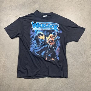 Vintage Hanes Warlock Triumph & Agony 1988 Tour Shirt Mens XL Black Preowned Tee - Picture 1 of 5