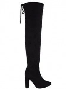 Top Moda schwarze Wildleder Overknee Absatz Stiefel Gr. 7 M schwarz NEU - Bild 1 von 11