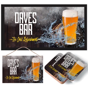 Personalisierte Bierbar - Matte, Untersetzer & Schild - Läufer, Garten, Haus, eiskalt - Bild 1 von 4