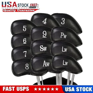 Deluxe Synthetic Leather 12 Pack Golf Iron Head Covers - Picture 1 of 20