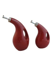 Rachael Ray EVOO Olive Oil & Vinegar Ceramic Bottles Red Set 24-13oz (4) - Picture 1 of 6