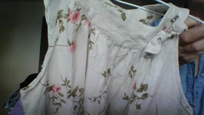 PRETTY LINEN BLEND DRESS! Pink rose biege girl's long 6-9 year old BOHO COUNTRY - Image 1 of 4