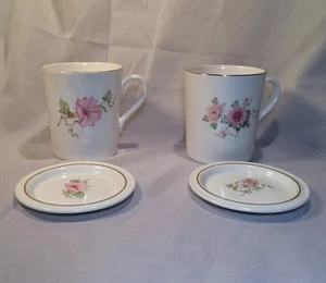 Royal Staffordshire Cups with Lids/Saucers Pink Flowers - Picture 1 of 7