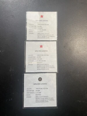 2001-2002-2005- Canada 3 COA for Maple Leaf Lunar serie- snake+horse+rooster - Image 1 of 4