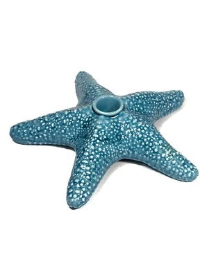 DP Italy Blue Sea Star Starfish Nautical Coastal Mermaid Candle Holder Vintage - image 1 of 4