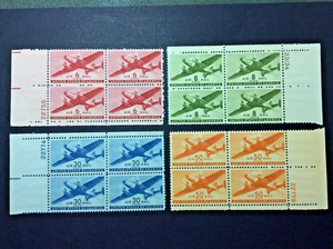 BroadviewStamps USA #C25 MNH, C26 MH_MNH, C30 perf separation, C31 MNH. Plates. - Picture 1 of 4