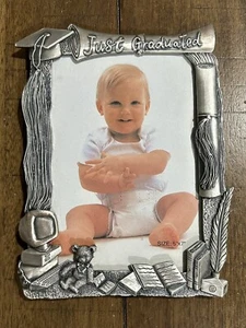 Vintage Welforth Pewter 5”x7” Picture Frame “Just Graduated” Preschool EUC - Picture 1 of 6