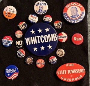 Mixed Lot Of 20 Antique Vintage Political Pins ~ T. Roosevelt Bull Mooser +++ - Picture 1 of 8