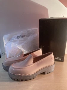 Melissa Panapana Glitter Platform Heal Loafers Shoes Pink UK 7 / 40 Chunky 90s - Picture 1 of 7