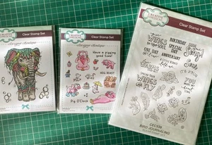3 Sets Of Creative Expressions Stamps, Elephant, Pigs And Birds - Picture 1 of 7