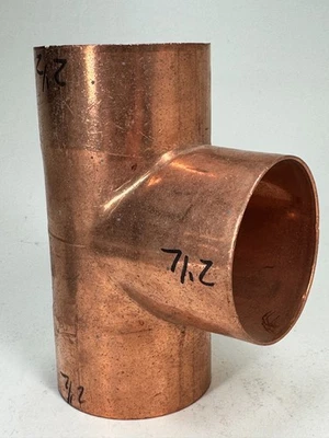 EPC Straight Tee 2-1/2" C x C x C Solder Joint Copper Sweat Fitting - Image 1 of 4
