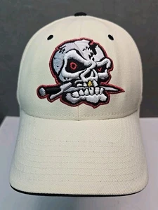 vtg Never Dead hat Skull knife golf tooth white Zephyr fitted SZ 7 1/4 cap - Picture 1 of 8