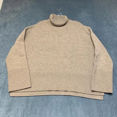 Suéter Blanco & Warren Para Mujer Grande Bronceado Fresco Ribete Acanalado Cuello Alto Abertura Lateral Foto 1 de 4