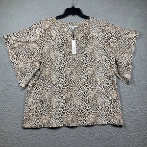 Chico's Top Women's Size 4/ XXL Brown Animal Print Flowy Stretch Relaxed NEW - Picture 1 of 9