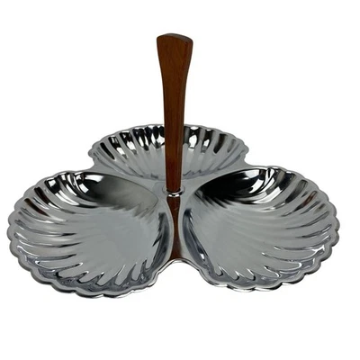 Vintage Irvinware Chrome Shell Candy Dish Serving Tray 3 Relish Appetizer USA - Image 1 of 4