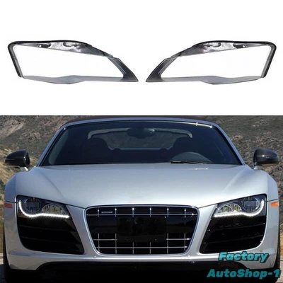 1Pair Headlight Lens Cover Headlamp Shell+Sealant Glue For Audi R8 2008-2015 - Image 1 of 4