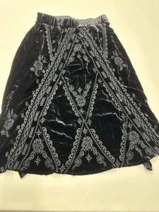 NWT $275 Johnny Was Kyla Silk Blend Midi Skirt Black XS - Picture 1 of 8