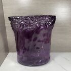 CYNTHIA ROWLEY 10-1/8" x 9-1/4” x 5”  PURPLE OCEAN WAVE OVAL VASE RARE ART