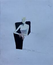 Gouache 1980 Frau im Sessel 24,9 x 20,5 cm Franz Leitenmeier #S160