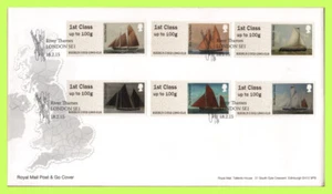 G.B. 2015 Post & Go Segelboote Set u/a Royal Mail Ersttagsbrief, Themse - Bild 1 von 1