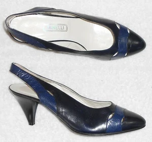 MINELLI escarpins cuir bleu marine P 37½ "Neufs" - Imagen 1 de 8