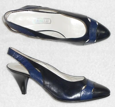 MINELLI escarpins cuir bleu marine P 37½ "Neufs" - Photo 1/4