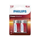 2 Philips Power Alkaline C Batteries 1.5v Blister Lr14 Baby 2bl Exp 2030 New