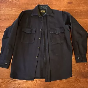 Vintage Sport King Navy Blue Wool Shirt Shacket Men's Size Tag Missing Large XL - Picture 1 of 8