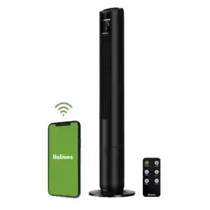 SmartConnect 42 in. Oscillating 5 Speed Wi-Fi Digital Tower Fan Black with Clear - Picture 1 of 6