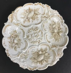 Mazuma *A407 Vintage Plate Dish Golden Flowers Porcelain Gilding 9' *Color Faded - Picture 1 of 6