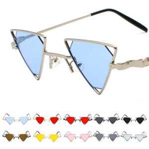 Retro Triangle Sunglasses Stylish Steampunk Metal Frame Hipster Glasses Eyewear - Picture 1 of 31