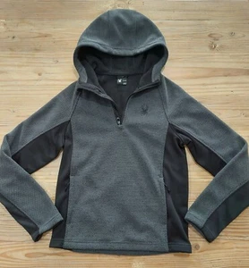 Spyder Outbound Mens 1/4 Zip Pullover Hoodie Sweater Jacket Gray Black Sz Small - Picture 1 of 8