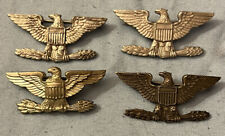 2 Sets Of WW2 Sterling Silver - Full Bird Colonel Eagle Rank Insignia Pins Pairs