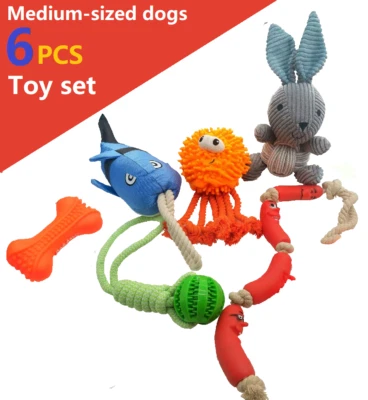 6pcs Medium Dog Toys Toy Set Chew Toy Rope Toy Squeaky Toy Foto 1 de 4