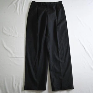 Hart Schaffner Marx 31x32 Black Striped Pleated Cuffed Wool Mens Dress Pants - Picture 1 of 9