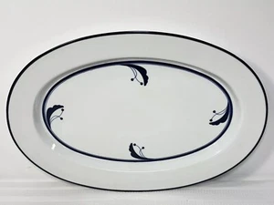 Dansk Flora Bayberry Blue White 16” X 11” Large Oval Serving Platter Japan VGC - Picture 1 of 9
