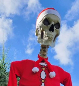 12 FOOT SKELETON SANTA HAT AND SCARF - FITS HOME DEPOT GIANT - LIMITED STOCK