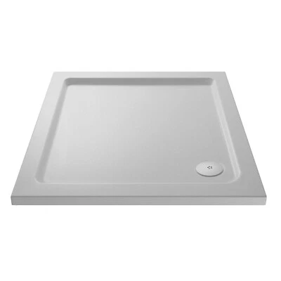 Nuie 800 x 800mm Slip Resistant Square Shower Tray Slimline White Pearlstone
