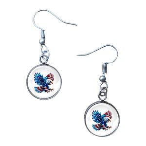 American Patriotismus Glas Cabochon Ohrhänger - Bild 1 von 18