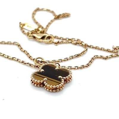 Van Cleef & Arpels Vintage Alhambra pendant Necklace 18K Gold & Tiger Eye — 第 1/4 张图片