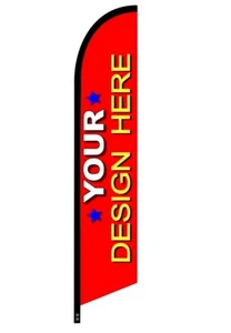 CUSTOM DUAL PRINTED SWOOPER FEATHER FLAG BANNER SIGN with your message NEW - Picture 1 of 13