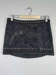 ALLSAINTS HAND EMBELLISHED SPITALFIELDS Black Beaded Short Skirt Sz US 4 - Picture 1 of 23
