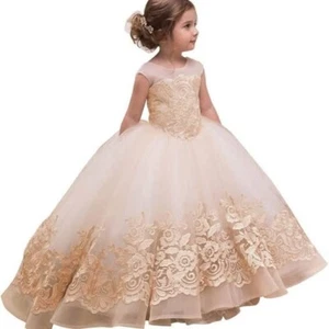 ABAO SISTER Elegant Flower Girl Pagent Dress Lace size 4- 5  Color Rose - Picture 1 of 1